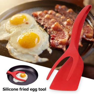 2 In 1 Grip And Flip Tongs Egg Spatula Tongs Clamp Pancake Fried Egg French