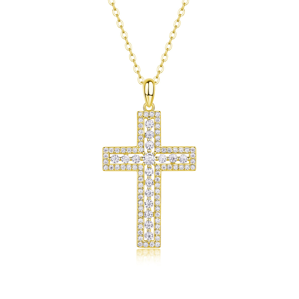 Luxury Faith-Inspired Moissanite Cross Necklace – Sterling Silver
