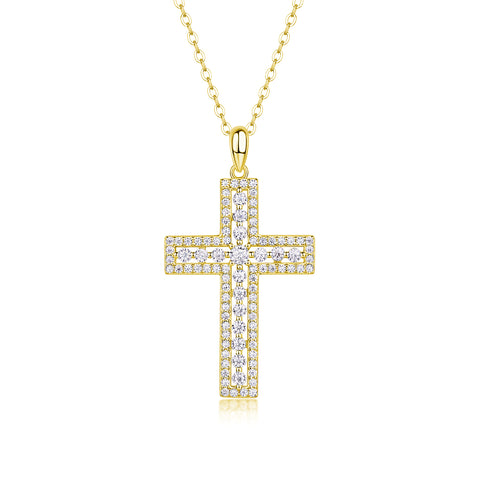 Luxury Faith-Inspired Moissanite Cross Necklace – Sterling Silver
