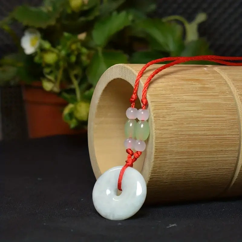 Peace Healing Crystal Jadeite,Circle Coi Stone Pendant