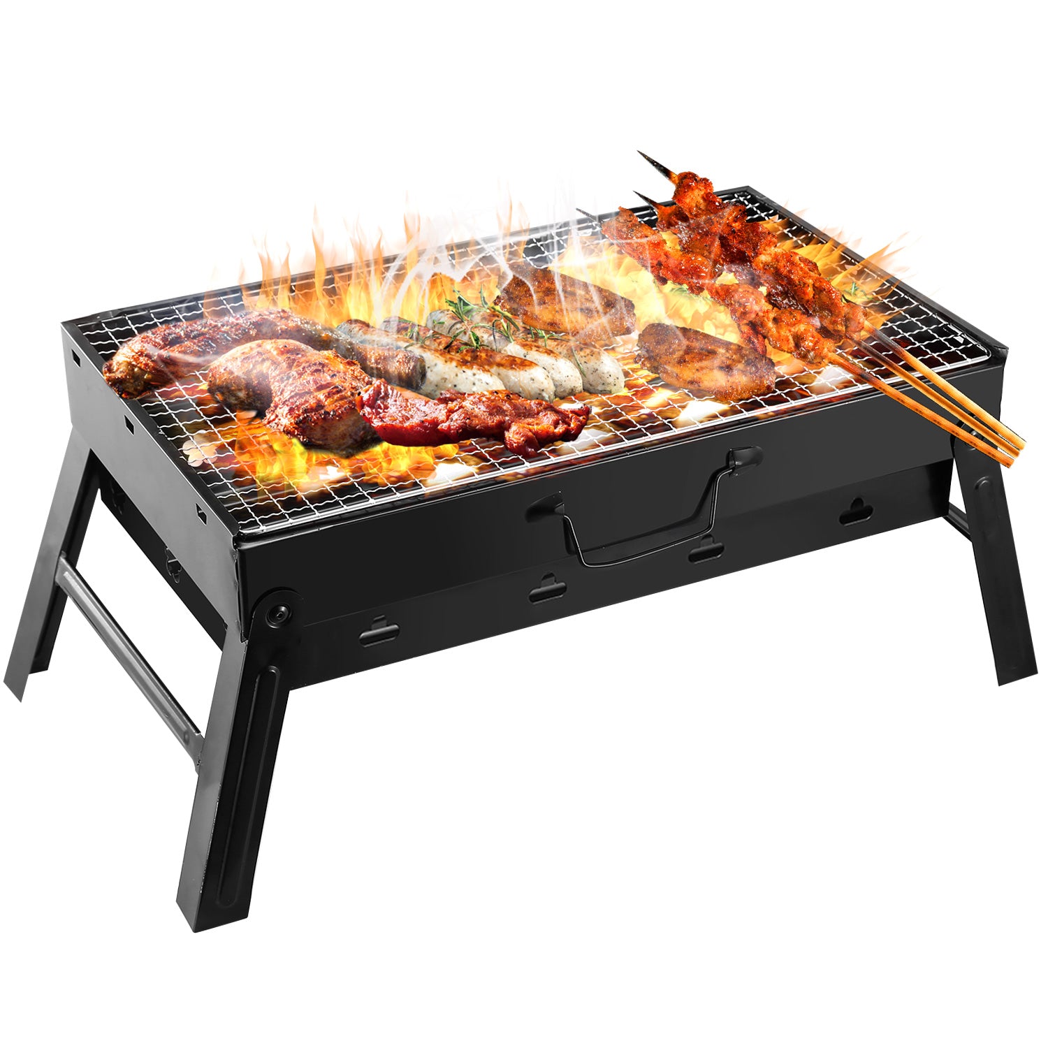 Portable Foldable Charcoal BBQ Grill – Lightweight Camping & Outdoor Smoker for Picnic, Garden & Travel