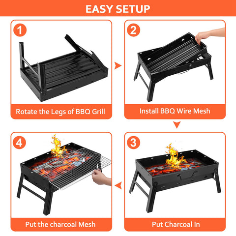 Portable Foldable Charcoal BBQ Grill – Lightweight Camping & Outdoor Smoker for Picnic, Garden & Travel