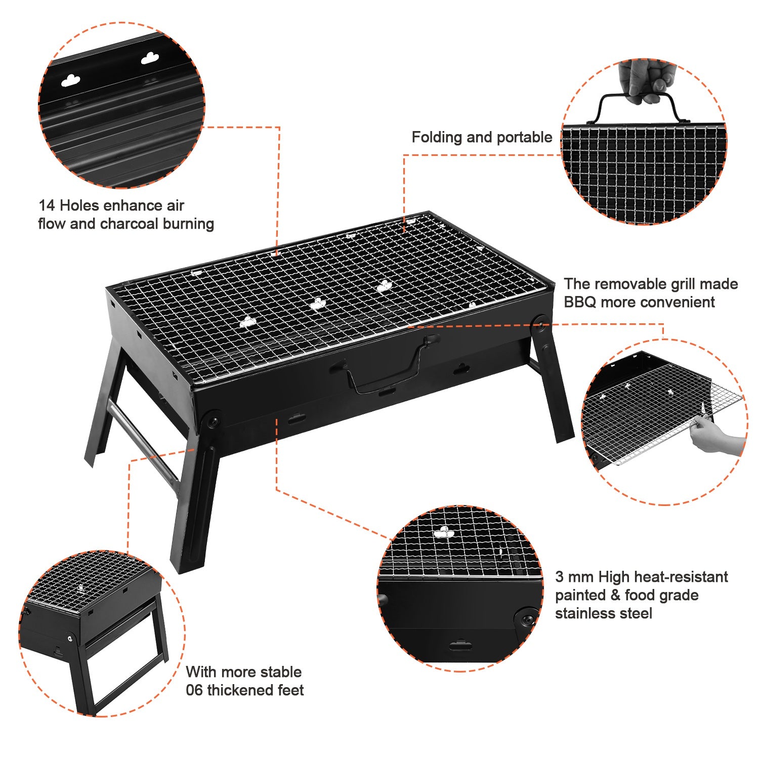 Portable Foldable Charcoal BBQ Grill – Lightweight Camping & Outdoor Smoker for Picnic, Garden & Travel