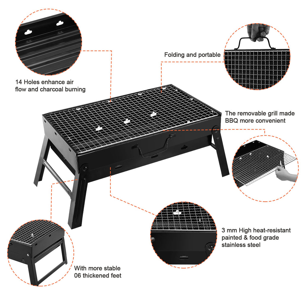 Portable Foldable Charcoal BBQ Grill – Lightweight Camping & Outdoor Smoker for Picnic, Garden & Travel