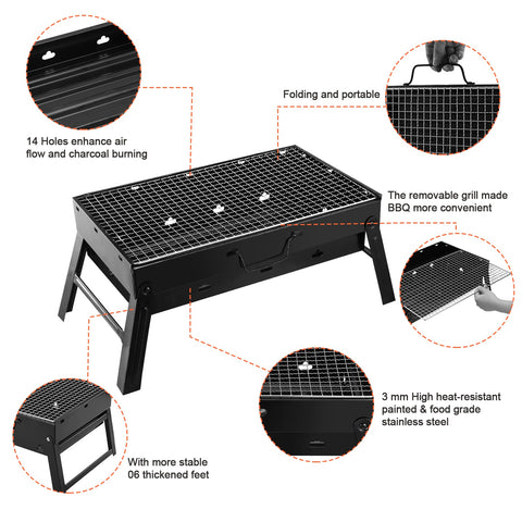 Portable Foldable Charcoal BBQ Grill – Lightweight Camping & Outdoor Smoker for Picnic, Garden & Travel