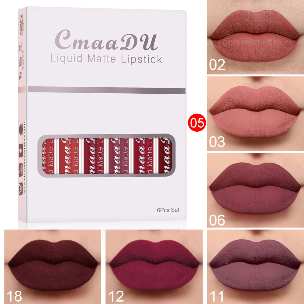 Matte Kiss-Proof Lip Gloss – 6 Colors, Waterproof & Non-Stick