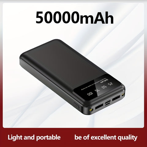 50000mAh Large-Capacity Power Bank – Portable Emergency Charger with LED Indicator, Flashlight, Outdoor Travel Backup Battery for Phones & Electronics