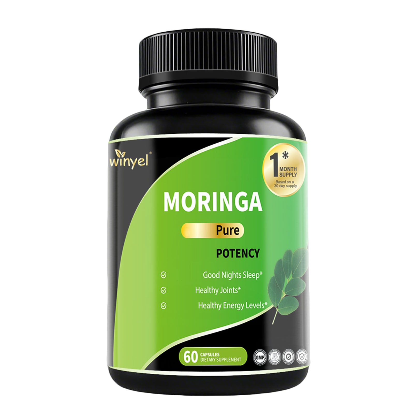 Pure Moringa Capsules - High Potency,With Essential Vitamins & Amino Acids - 60 Capsules