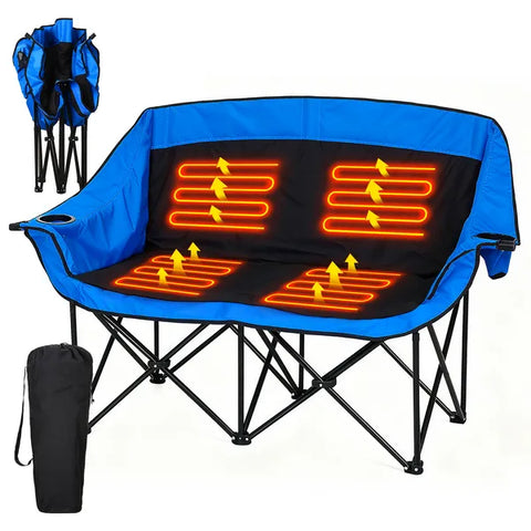Oversized Heated Camping Chair with 3 Heat Levels – Portable Folding Moon Saucer Patio Lounge Chair