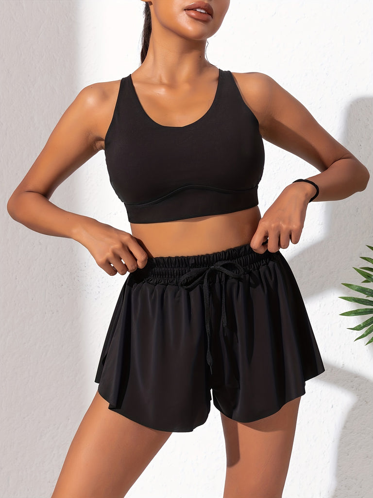 Yoga Shorts – Breathable Athletic Running Shorts with Drawstring & Side Pockets