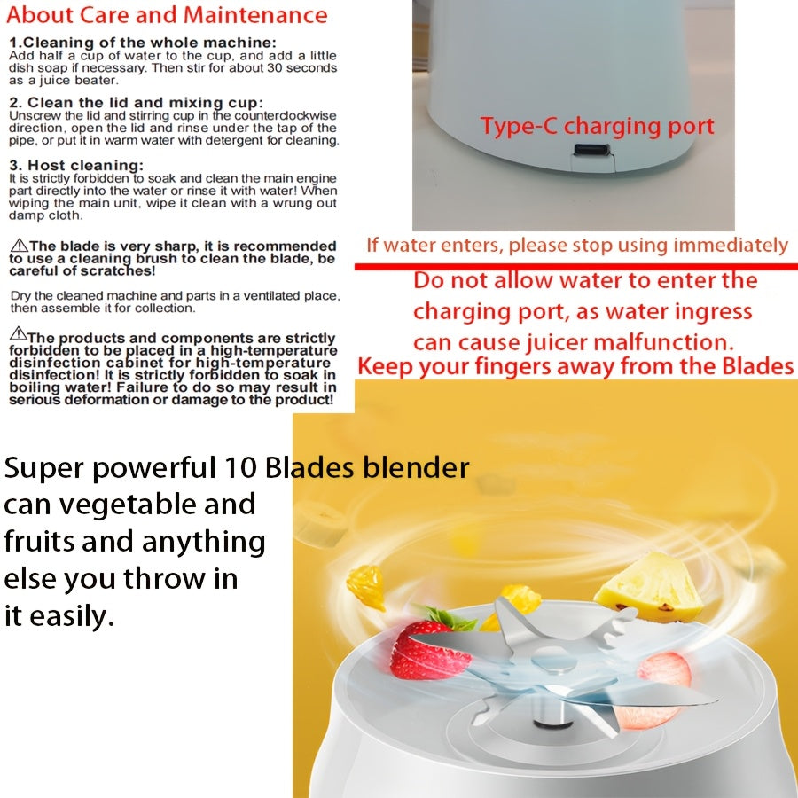 Portable USB Rechargeable Mini Blender – Travel-Friendly