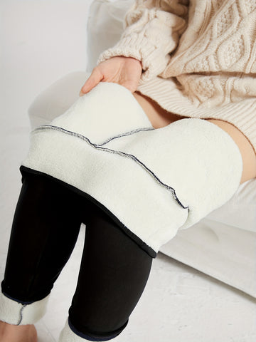 High-Waisted Fleece-Lined Thermal Leggings – Stretchy Winter Yoga & Running Pants, Warm Black Activewear