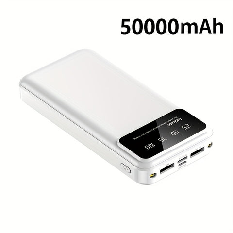 50000mAh Large-Capacity Power Bank – Portable Emergency Charger with LED Indicator, Flashlight, Outdoor Travel Backup Battery for Phones & Electronics