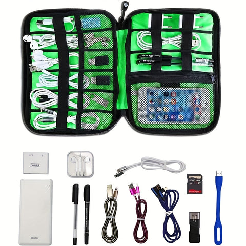 Portable Electronics Accessories Organizer – Travel Case for Cables, Headphones, Earphones & Phone Gear