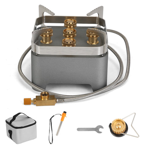 12000W Portable Camping Stove with Igniter – Windproof Backpacking Burner with Carry Case & Cassette Adapter