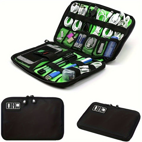 Portable Electronics Accessories Organizer – Travel Case for Cables, Headphones, Earphones & Phone Gear