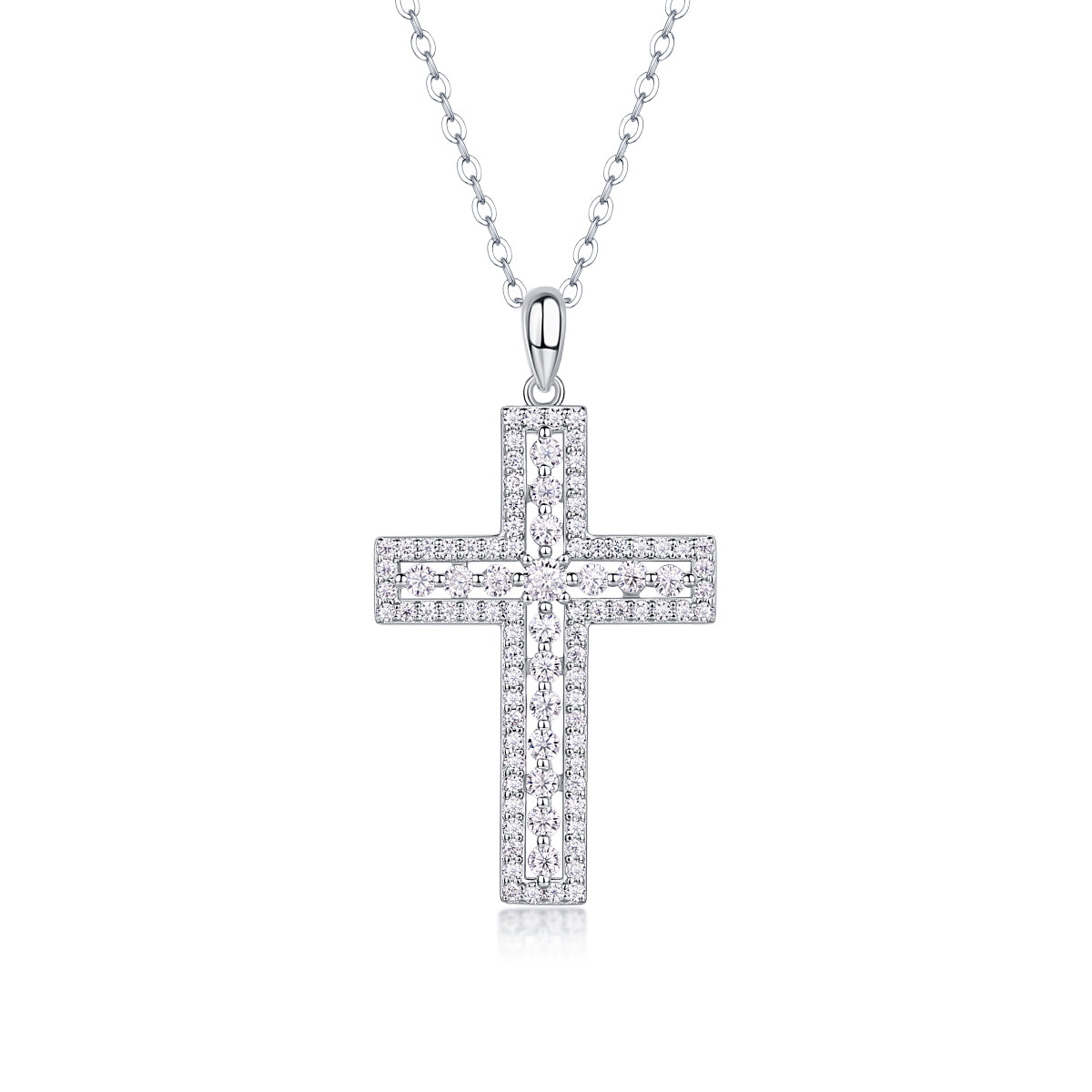 Luxury Faith-Inspired Moissanite Cross Necklace – Sterling Silver