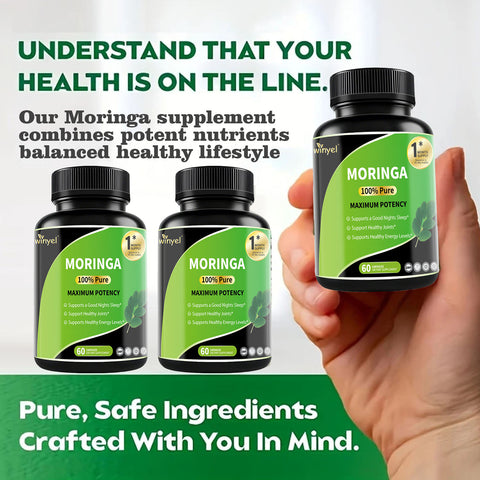 Pure Moringa Capsules - High Potency,With Essential Vitamins & Amino Acids - 60 Capsules