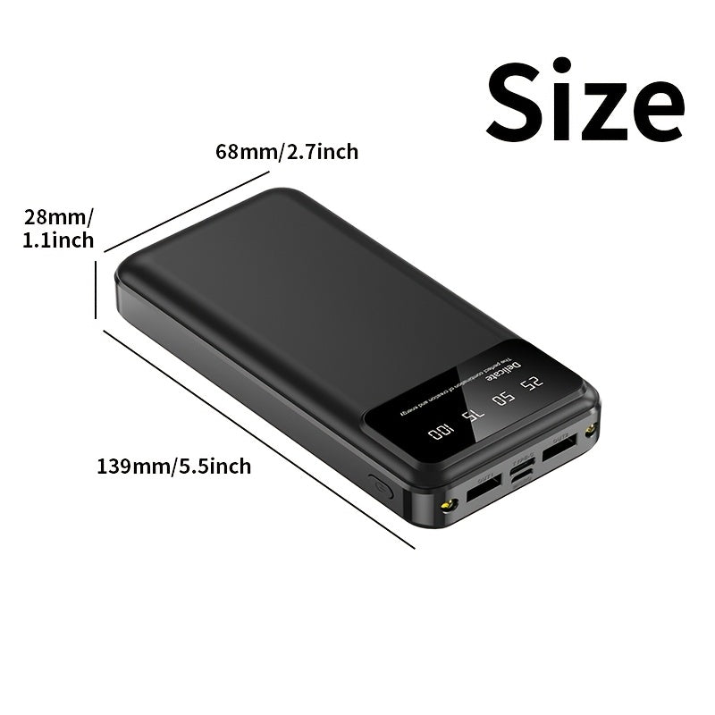 50000mAh Large-Capacity Power Bank – Portable Emergency Charger with LED Indicator, Flashlight, Outdoor Travel Backup Battery for Phones & Electronics