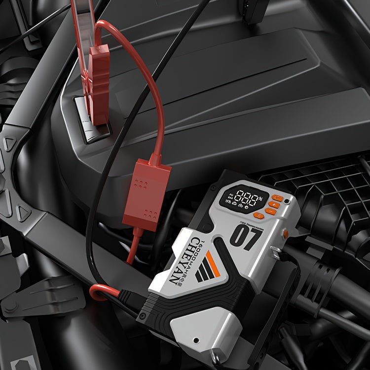 Ultra-High-Capacity 4-in-1 Car Emergency Power Bank – Jump Starter, Tire Inflator, Fast Charger & Portable Light for Gas/Diesel Vehicles