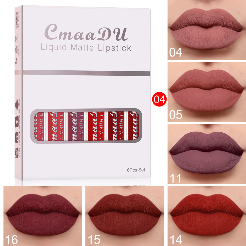 Matte Kiss-Proof Lip Gloss – 6 Colors, Waterproof & Non-Stick