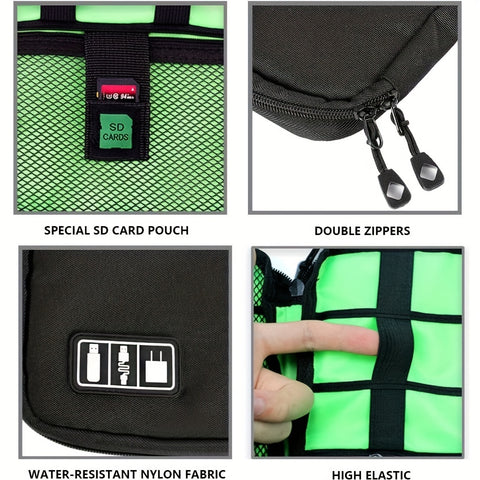 Portable Electronics Accessories Organizer – Travel Case for Cables, Headphones, Earphones & Phone Gear