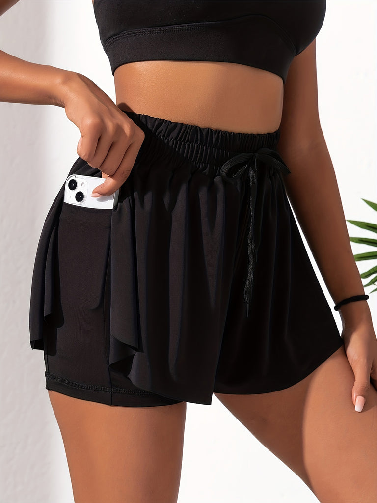 Yoga Shorts – Breathable Athletic Running Shorts with Drawstring & Side Pockets