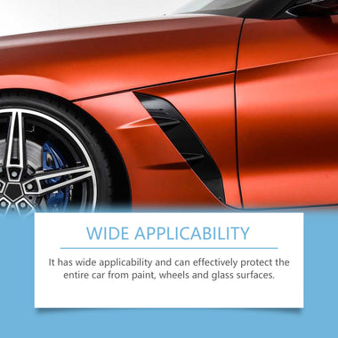 Close-up of a red car with a text box highlighting 'Wide Applicability'.