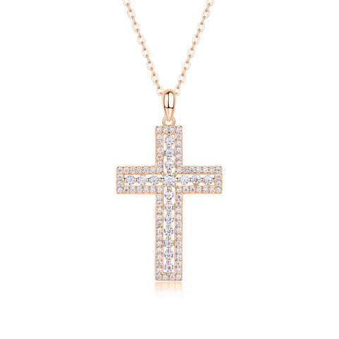 Luxury Faith-Inspired Moissanite Cross Necklace – Sterling Silver