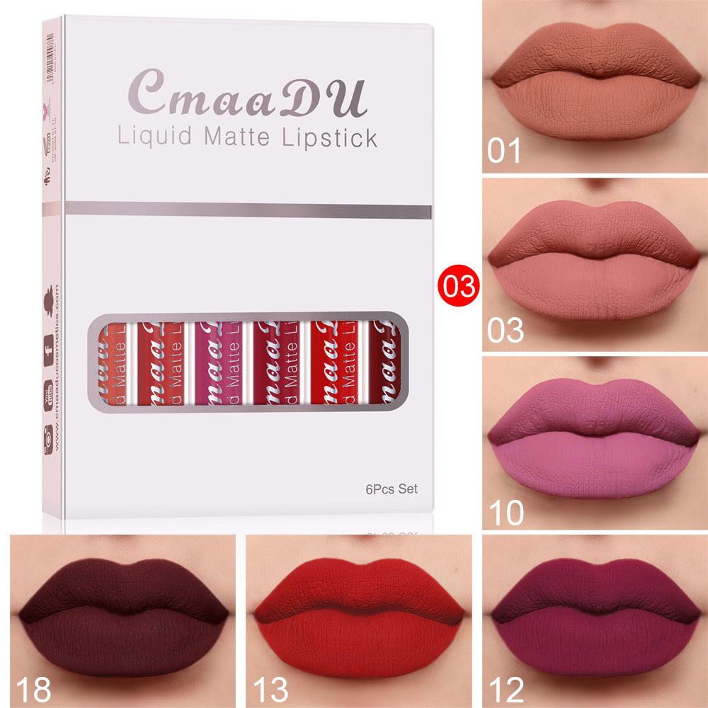 Matte Kiss-Proof Lip Gloss – 6 Colors, Waterproof & Non-Stick
