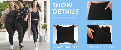 High-Waist Tummy Control Yoga Pants with Pockets, 4-Way Stretch Black Workout Tights