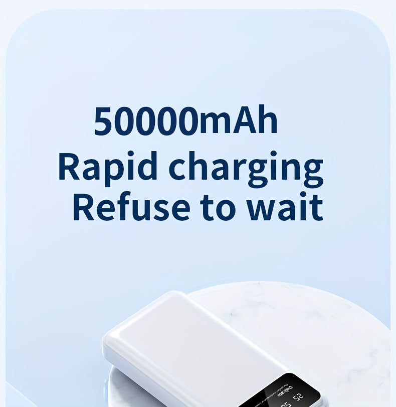 50000mAh Large-Capacity Power Bank – Portable Emergency Charger with LED Indicator, Flashlight, Outdoor Travel Backup Battery for Phones & Electronics