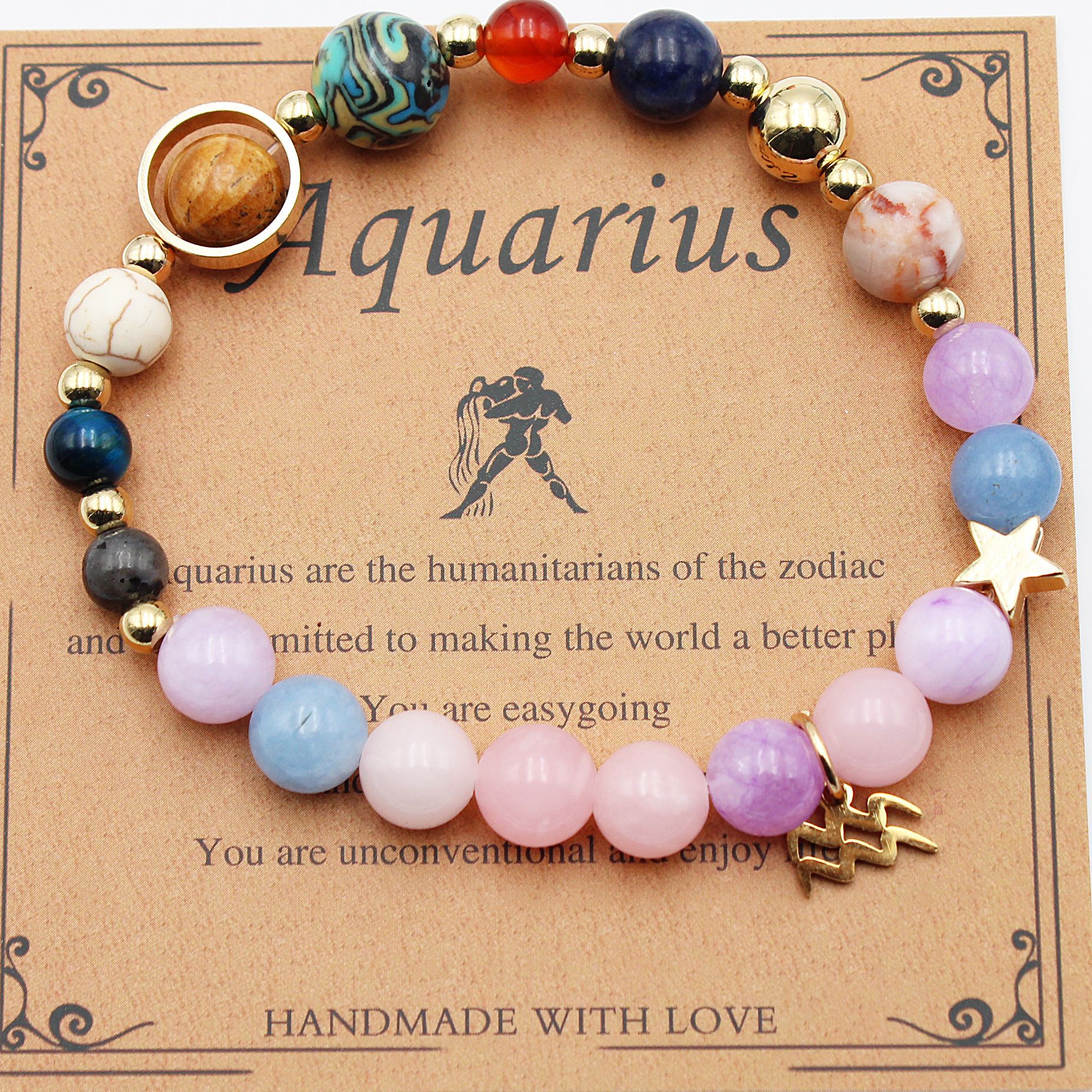Cosmic Aura Morganite Zodiac Bracelet
