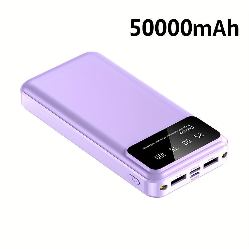 50000mAh Large-Capacity Power Bank – Portable Emergency Charger with LED Indicator, Flashlight, Outdoor Travel Backup Battery for Phones & Electronics