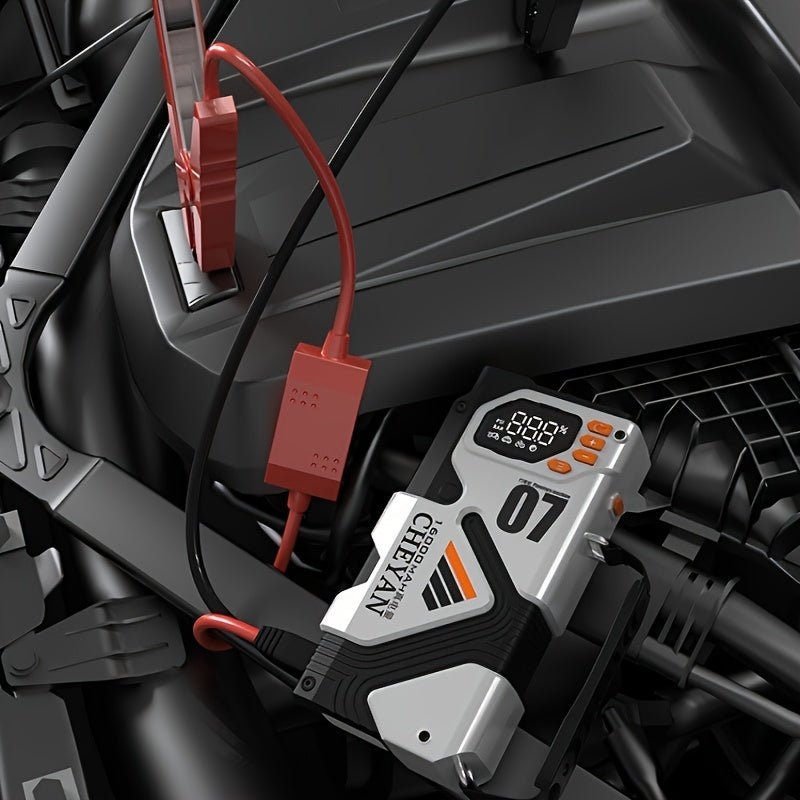 Ultra-High-Capacity 4-in-1 Car Emergency Power Bank – Jump Starter, Tire Inflator, Fast Charger & Portable Light for Gas/Diesel Vehicles