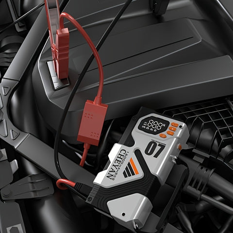 Ultra-High-Capacity 4-in-1 Car Emergency Power Bank – Jump Starter, Tire Inflator, Fast Charger & Portable Light for Gas/Diesel Vehicles