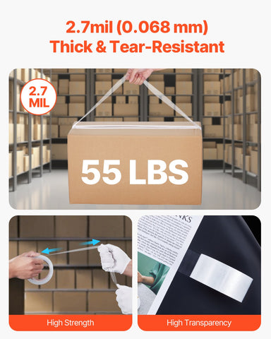 Clear Packing Tape, 3 Inches Core, 18 Rolls
