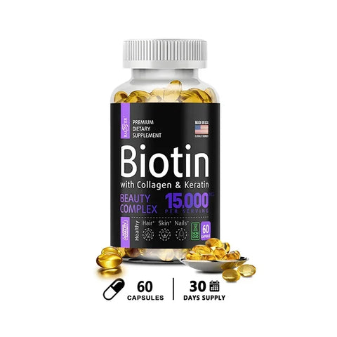 Biotin Hair, Skin & Nails Supplement – 15,000 mcg with Collagen, Keratin & Vitamins, Joint Support