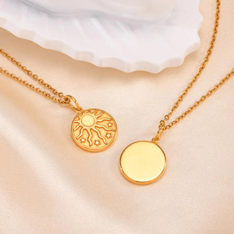 18K Gold Plated Sunflower Necklace – Waterproof Stainless Steel Pendant