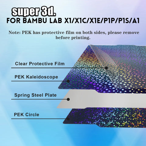 P2S Dual-Sided PEO/PEY Spring Steel Build Plate for Bambu Lab X1/P1 Series