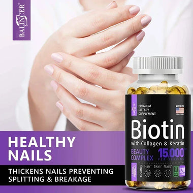 Biotin Hair, Skin & Nails Supplement – 15,000 mcg with Collagen, Keratin & Vitamins, Joint Support