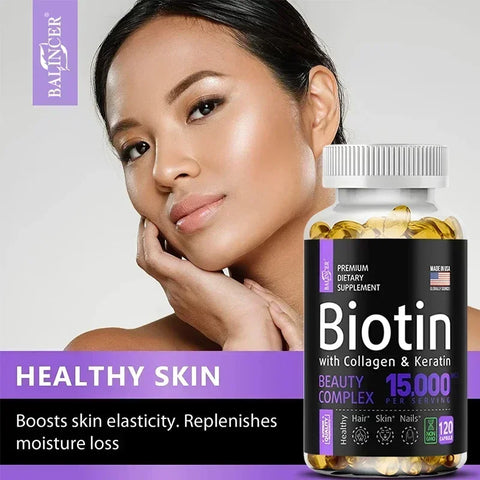 Biotin Hair, Skin & Nails Supplement – 15,000 mcg with Collagen, Keratin & Vitamins, Joint Support