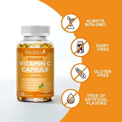 Vitamin C 1000mg – Mulittea Beauty & Health Helper for Skin, Hair & Nails”