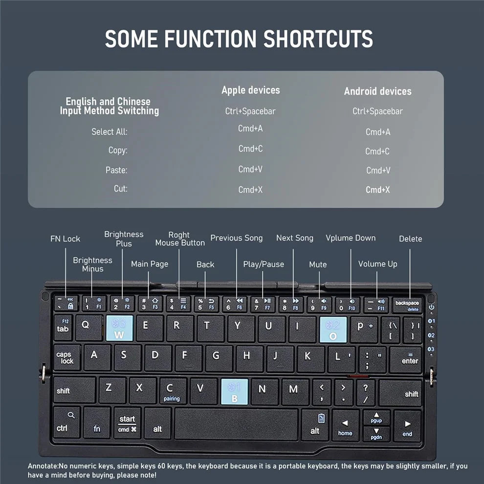 Foldable Pocket Keyboard with Stand – Rechargeable Wireless Keyboard for Phones & iPad