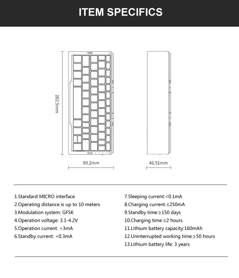 Foldable Pocket Keyboard with Stand – Rechargeable Wireless Keyboard for Phones & iPad