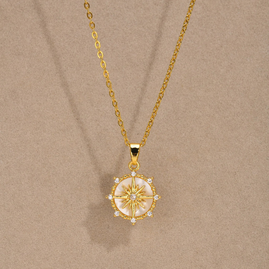 18K Gold Plated Sunflower Necklace – Waterproof Stainless Steel Pendant