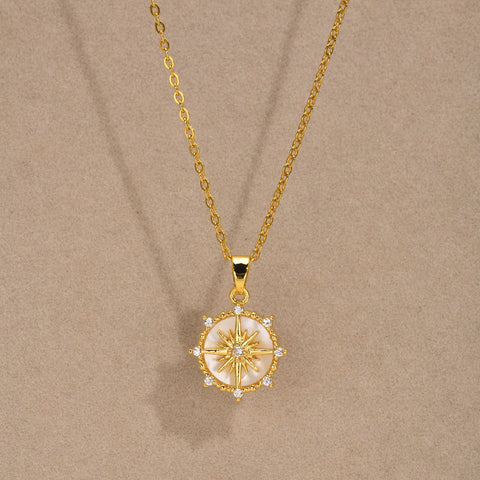18K Gold Plated Sunflower Necklace – Waterproof Stainless Steel Pendant