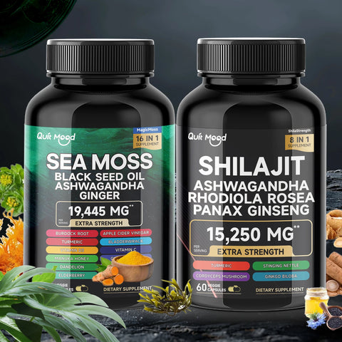 Herbal Sea Moss & Shilajit Capsules – 120-Count Blend with Ashwagandha, Turmeric & More