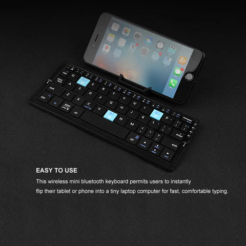 Foldable Pocket Keyboard with Stand – Rechargeable Wireless Keyboard for Phones & iPad