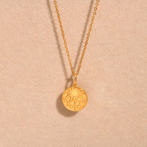 18K Gold Plated Sunflower Necklace – Waterproof Stainless Steel Pendant